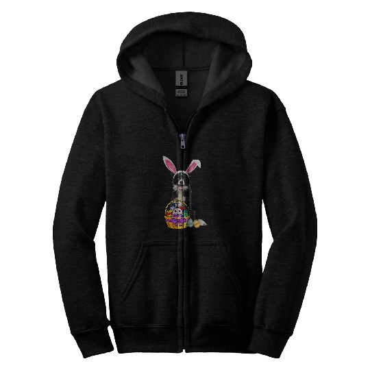 Easter Egg Funny Border Collie Easter Zip Hoodies