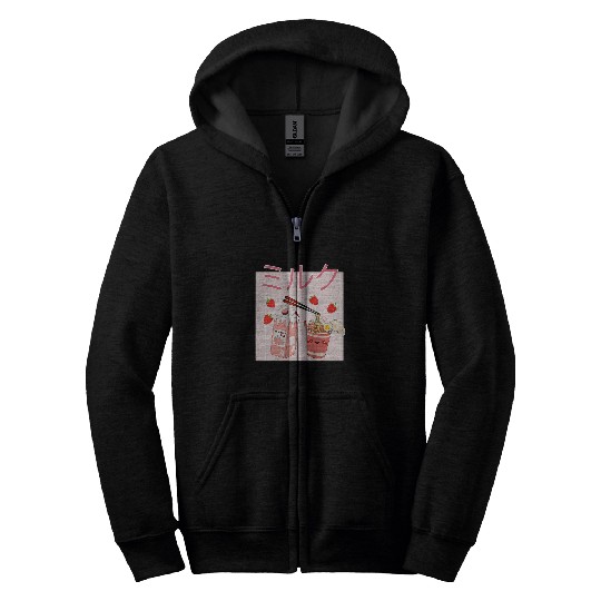 milk shake ramen strawbery pig milk shake ramen strawbery Zip Hoodies