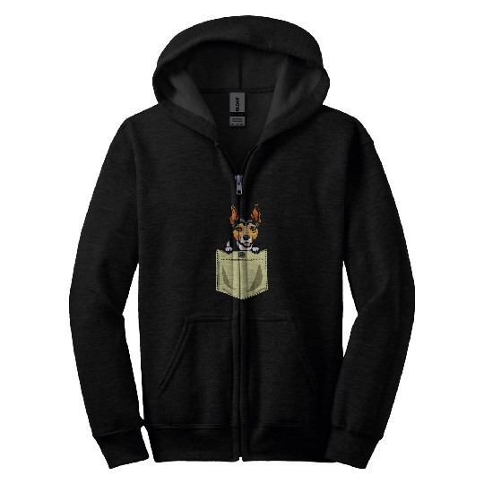 Dog Rat Terrier In The Pocket Puppy Zip Hoodies