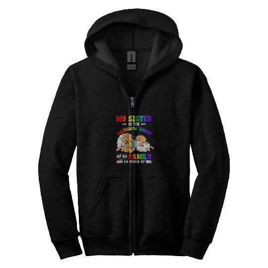 Sheep Lover My Sister Is The Rainbow Sheep LGBT Pride Month 21 Zip Hoodies