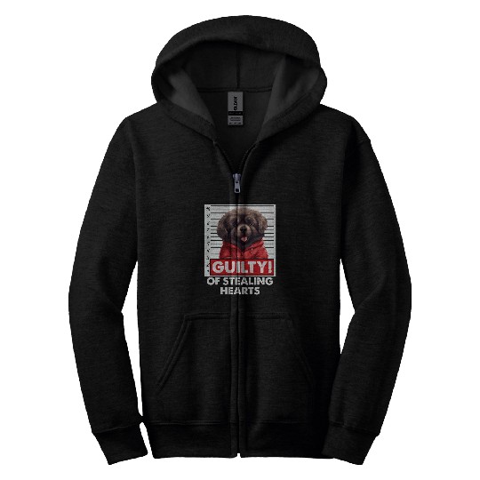 Funny Newfoundland Dog Breed Valentines Day Puppy Love Pet Zip Hoodies