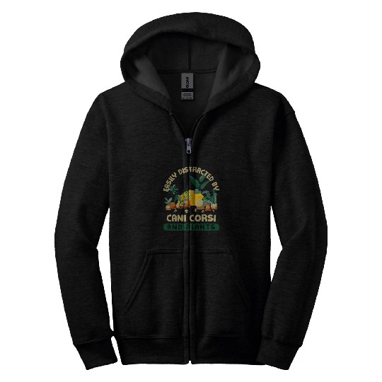 Easily Distracted by Cani Corsi and Plants Cane Corso 3 Zip Hoodies