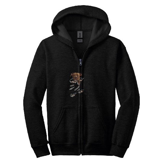 mens brown pitbull dad happy fars day to my amazing daddy dog Zip Hoodies