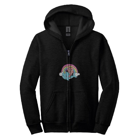 Narwhal Cute Whale With Pig Ocean Unicorns Kawaii Narwhals Zip Hoodies