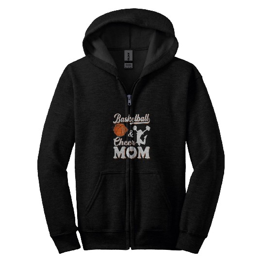 Play Basketball And Cheer Mom High School Player Zip Hoodies