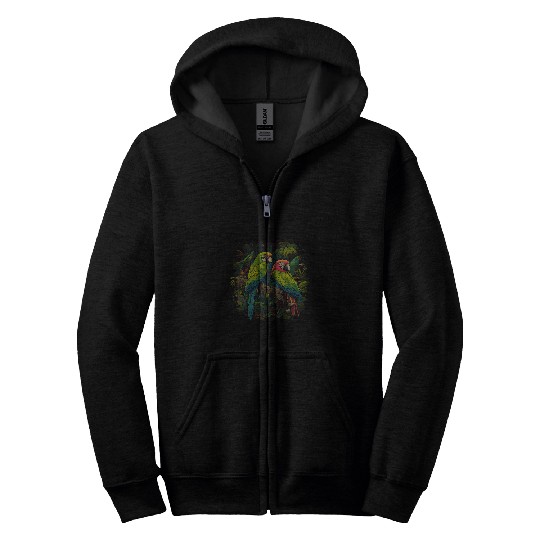 Parrots Macaw Cockatoo Jungle Bird Parrot Zip Hoodies