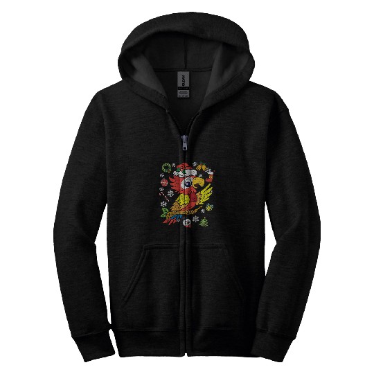 Parrot Santa Hat Christmas Pajama xmass Tree Snowman Zip Hoodies