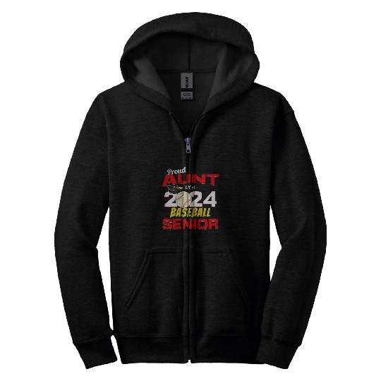Proud Aunt of a 2024 Senior Baseball Senior Aunt 2024 Zip Hoodies