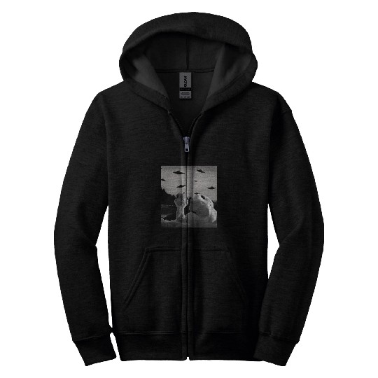 Turkey Selfie With Alien UFO Funny Thanksgiving Zip Hoodies