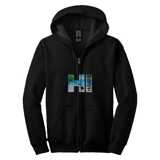 HI Hawaii Beach Hawaiian Islands Zip Hoodies