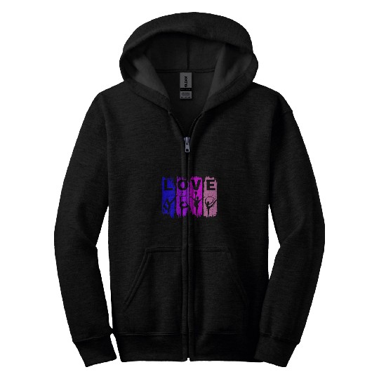 Love Rhythmic Gymnastics Pink Purple Blue Gymnast Zip Hoodies