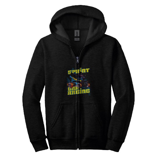 Sprint Car Racing Dirt Car Dirt Track Racing Zip Hoodies