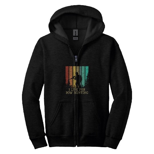 I Live for Bow Hunting Archery Wild Animals Bow and Arrow Zip Hoodies