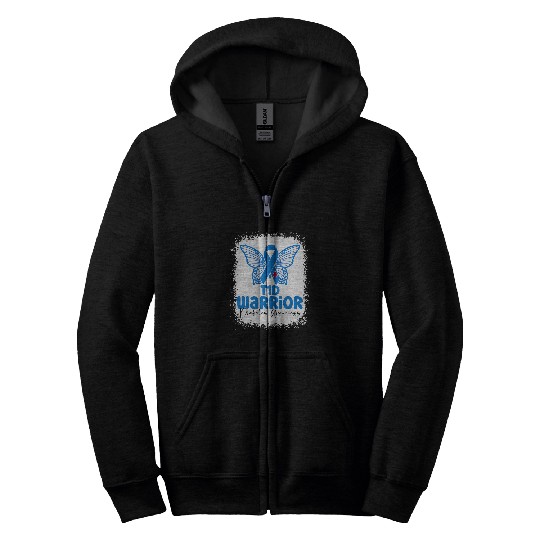 Type 1 diabetess Warrior T1D Awareness Month Butterfly Zip Hoodies
