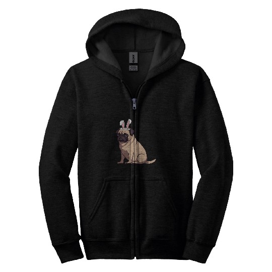 Funny Easter Pug Dog Easter puggy Cute Pug Lover Zip Hoodies