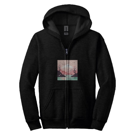 Soft Blossom Ballet Pastel Peaks in Tranquil Harmony Zip Hoodies