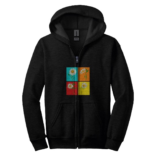 Nature Botanical Garden Flower Blossom Pop Art Daisy Zip Hoodies