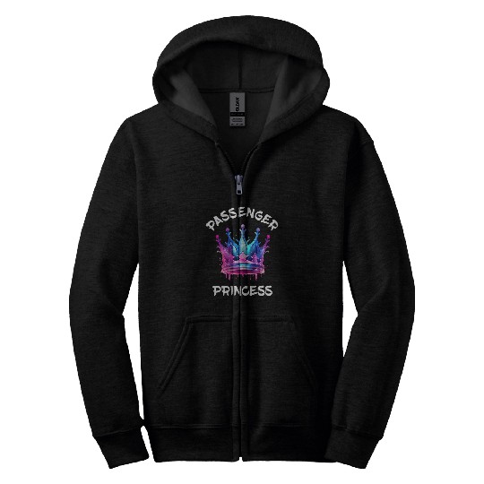 Passenger Princess Crown Codriver Seat Driving Car Driver Zip Hoodies