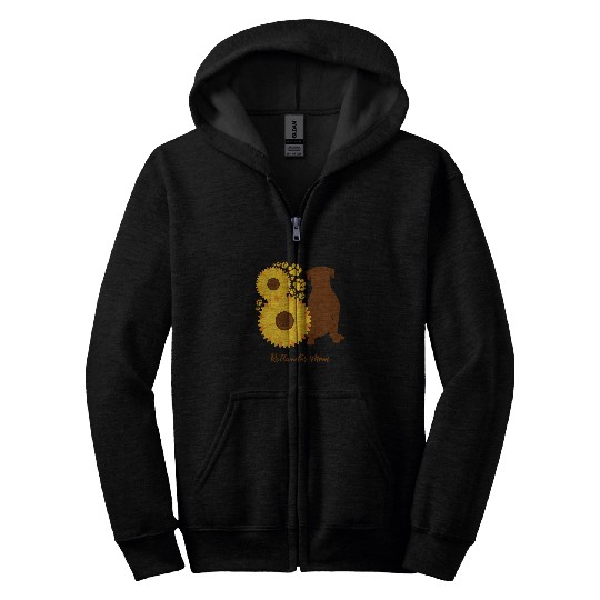 Dog Rottweiler Sunflower Dog Mom Rottie Rottweiler Zip Hoodies