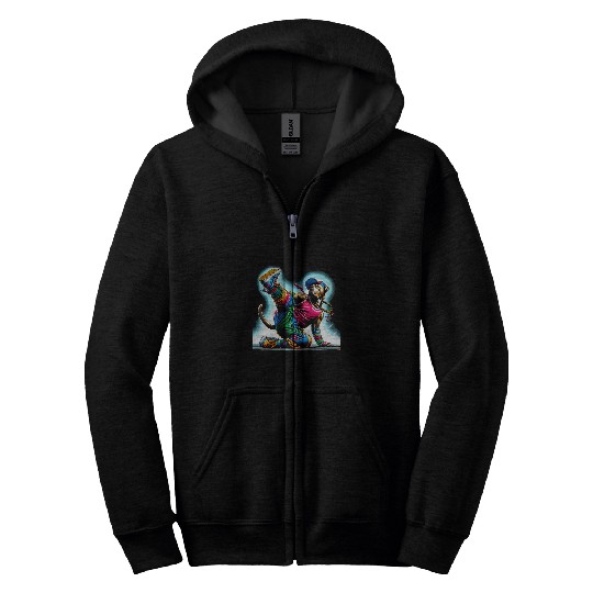 Hip Hop Dogo Argentino Dog Dancer Zip Hoodies