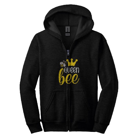 Queen Bee Crown Bee Keeper Outfit Girls Cute Beekeeping Zip Hoodies