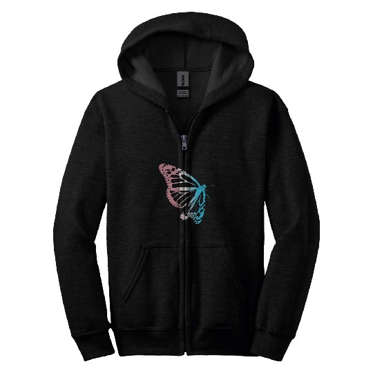 Trans Pride Butterfly Transgender Subtle LGBTQ LGBT Zip Hoodies