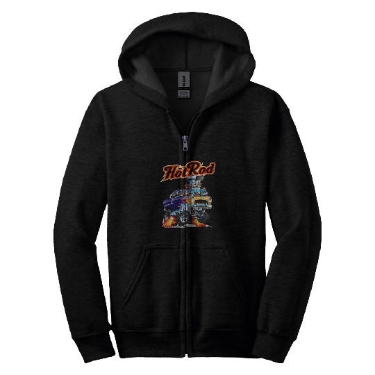 Muscle Car Mayhem Classic Car Mechanic Racing Engines Hotrod 21 Zip Hoodies