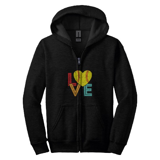 Love Softball Player vintages Softball Team Valentins Day Zip Hoodies