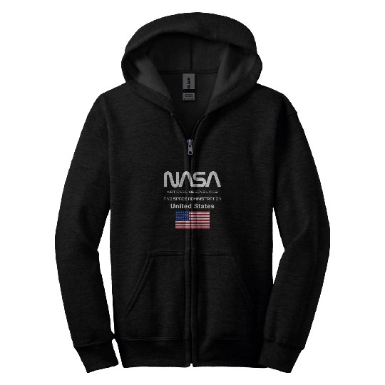 Lacrosse Gift NASA US Flag Worm Logo Zip Hoodies