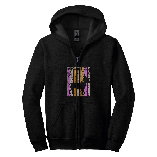 Funny Chihuahua Halloween In Witch Hat Silhouette Vintage Zip Hoodies
