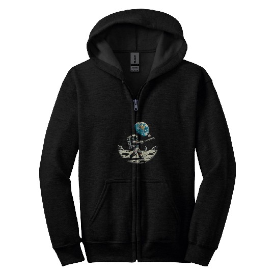 Baseball Novelty Astronaut Men Women Kids Funny Baseball 2 Zip Hoodies
