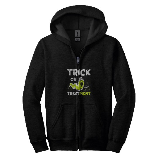 Trick Or Treatment nurses Worm Halloween medicals ghosts Scary Zip Hoodies
