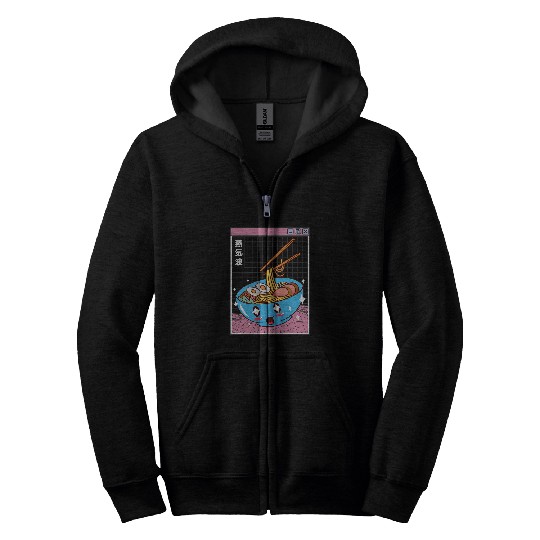 Happy Ramen Bowl Digital Japan Style Otaku Anime Vaporwave 1 Zip Hoodies