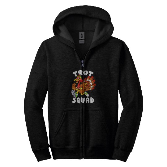 Turkey Trot Squad Funny Thanksgiving Day Running Gift Zip Hoodies