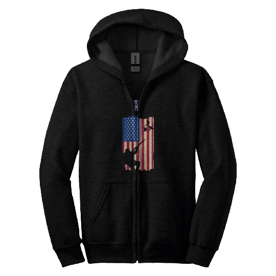 Pheasant Hunting Patriotic American Flag Upland Bird Hunting Zip Hoodies