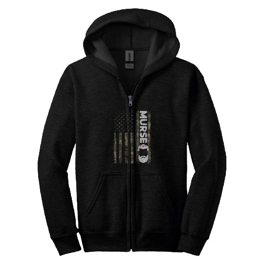 Mens Murse Male nurses Student Man Nurses American Flag Camo Zip Hoodies