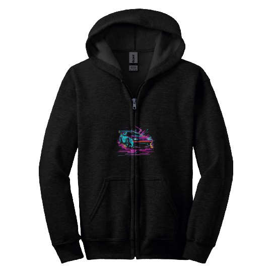 Tuning car from the 90s Pace Car racing car Zip Hoodies