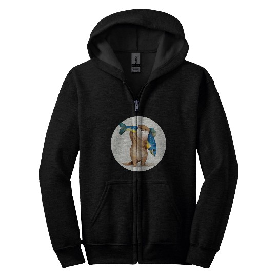 Watercolor Beaver Semiaquatic Rodents for Animal Lovers Zip Hoodies