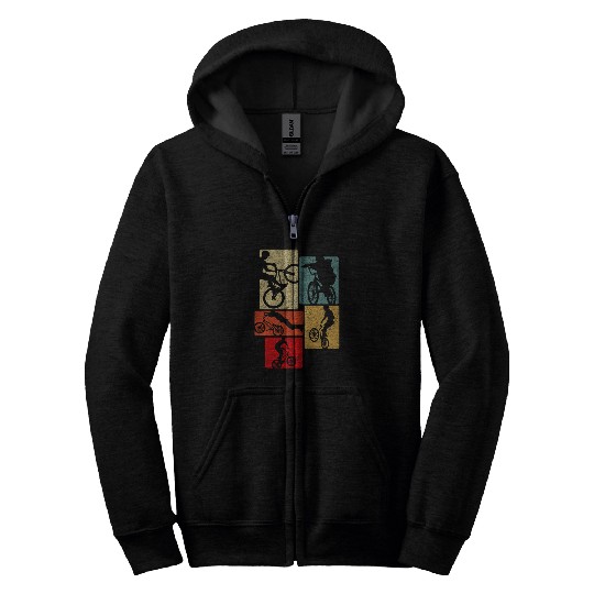 Retro Bicycle Cycling Gifts for Men and Women Zip Hoodies