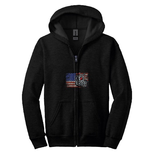 Discover Patriotic American Flag Motorcycle Rider Biker US Zip Hoodies