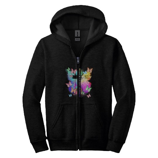 Way Maker Butterfly Half Cross Funny Christian Butterfly Tee Zip Hoodies