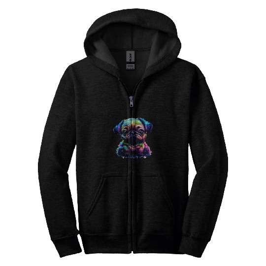 Frenchie pug Puggy pug Pugly Mops dog for bests Pug Dad 1 Zip Hoodies