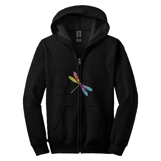 Pretty Tie Dye Dragonfly Zip Hoodies