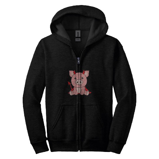 Pig Halloween Cute Devil Costume Pigs Halloween Zip Hoodies