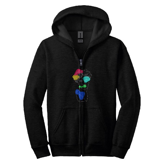Greek Goddess Antique Bust Abstract Line Art Primary Color Zip Hoodies