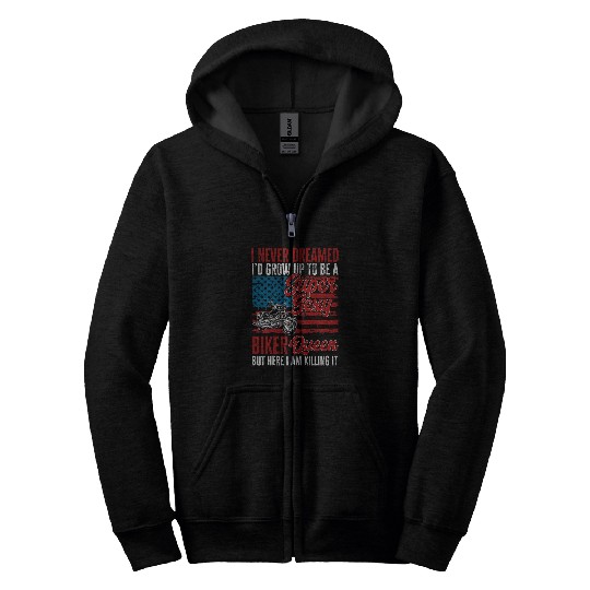 Discover Patriotic Motorcycle Women USA Flag Motorbike Biker 22 Zip Hoodies