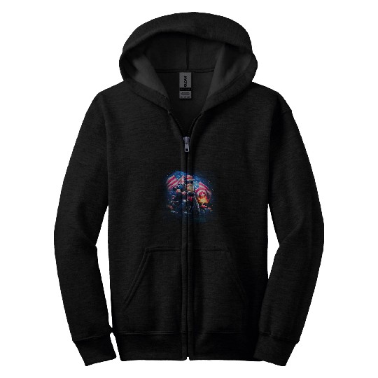 Discover Patriotic Motorcycle Rider T Gnome on a USA Flag Cruise T Zip Hoodies