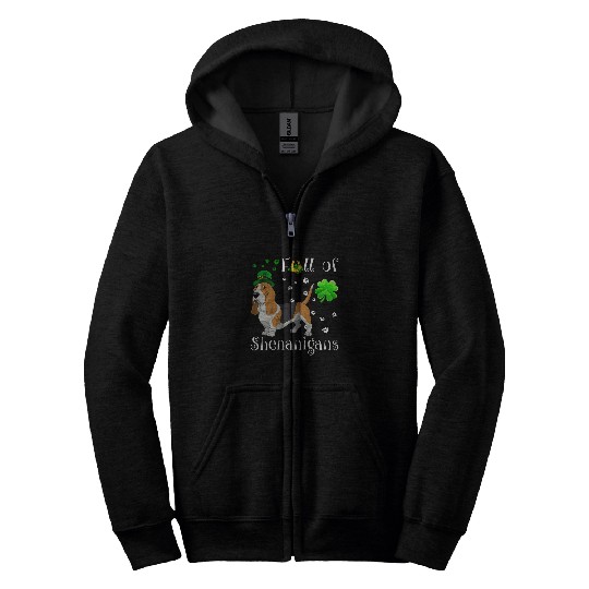 Discover Full Of Shenanigans basset hound Dog Irish Zip Hoodies