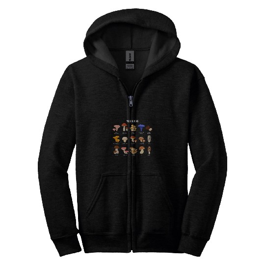 Mushroom Identification Chart 2 Zip Hoodies
