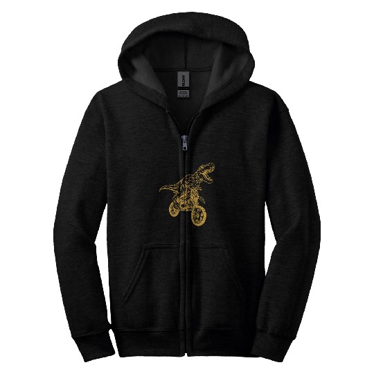 Motocross Dinosaur Dirtbike Dino 2Dirt Bike Dinosaur Zip Hoodies